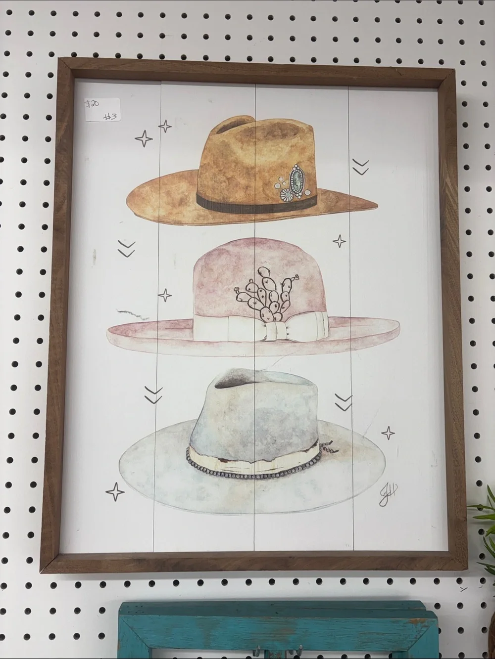 Framed Hat Trio Wall Art - Neutral Brown, Pink & Cream